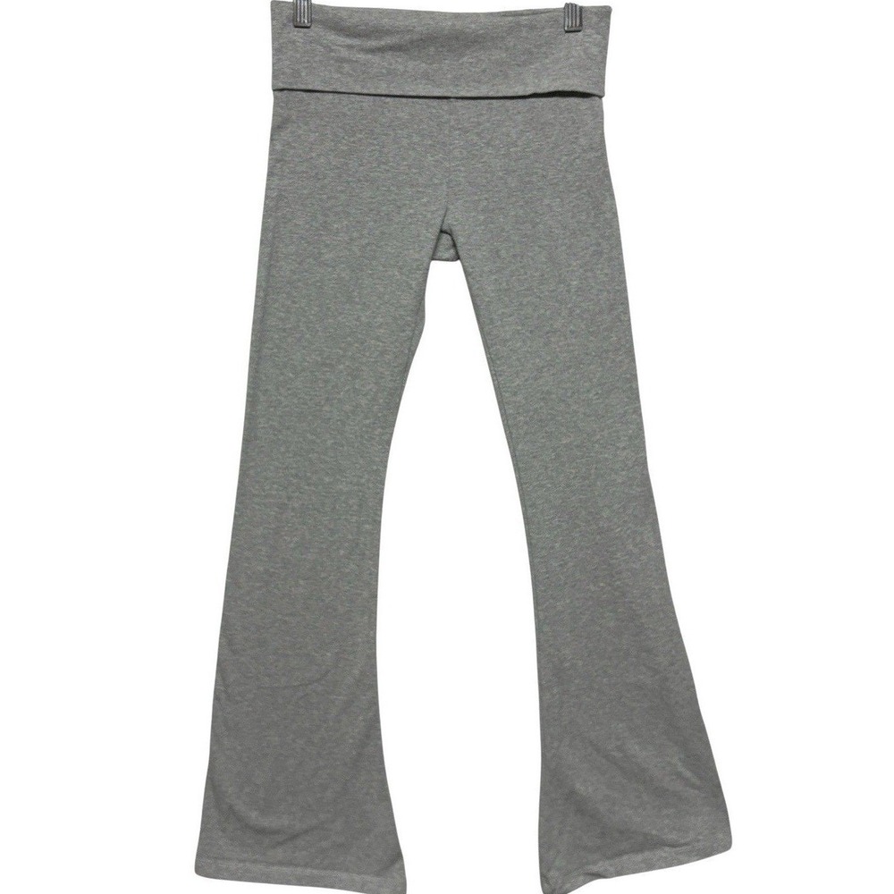 Vintage Victoria's Secret PINK Foldover Yoga Pants Flare Logo Gray Womens XS
